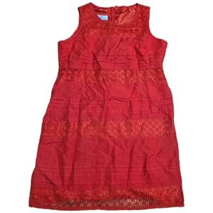 EY Signature Linen Lace Trim Sheath Dress Women's Size XL Orange Sleeveless